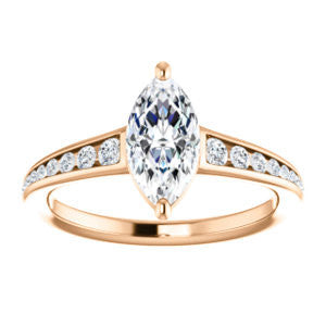 Cubic Zirconia Engagement Ring- The Noa (Customizable Marquise Cut Center featuring Tapered Band with Round Channel Accents)