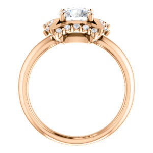 Cubic Zirconia Engagement Ring- The Jolene (Customizable Round Cut with Floral-inspired Clustered Accent Under-halo)