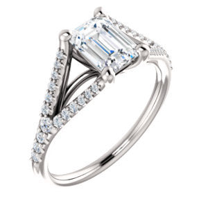 Cubic Zirconia Engagement Ring- The Mailynne (Customizable Radiant Cut Style with Split-Pavé Band)