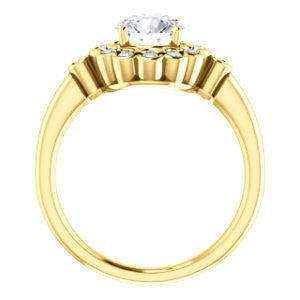 Cubic Zirconia Engagement Ring- The Raleigh (Customizable Round Cut Design with Clustered Halo and Round Bezel Accents)