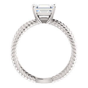 Cubic Zirconia Engagement Ring- The Zaylee (Customizable Radiant Cut Solitaire with Wide Rope-Braiding "X" Split Band)