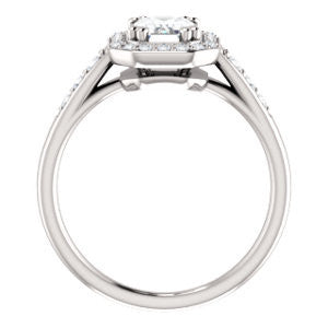 Cubic Zirconia Engagement Ring- The Julie Madison (Customizable Radiant Cut Style with Halo and Round Cut Journey-Style Band Accents)