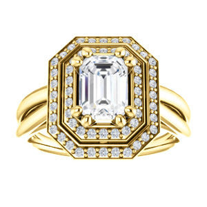 Cubic Zirconia Engagement Ring- The Brielle (Customizable Radiant Cut Cathedral Double-Halo with Curved Split-Band)