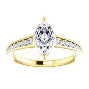 Cubic Zirconia Engagement Ring- The Noa (Customizable Marquise Cut Center featuring Tapered Band with Round Channel Accents)