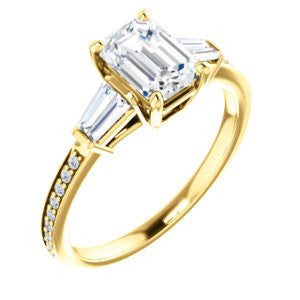 Cubic Zirconia Engagement Ring- The Bhakti (Customizable Enhanced 5-stone Radiant Cut Design with Thin Pavé Band)