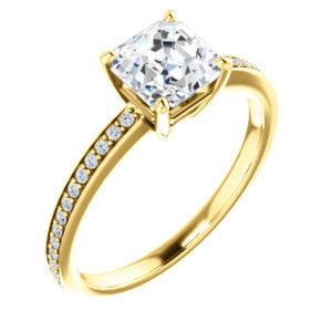 Cubic Zirconia Engagement Ring- The Majo Jimena (Customizable Asscher Cut Design with Thin Pavé Band)