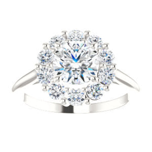 Cubic Zirconia Engagement Ring- The Taelynn (Customizable Round Cut Style with Cluster Halo and Thin Band)