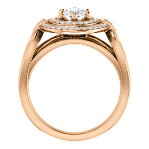 Cubic Zirconia Engagement Ring- The Kandie Lue (Customizable Cathedral-set Oval Cut with 2x Halo and Prong Accents)
