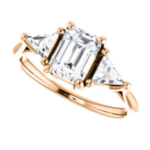 Cubic Zirconia Engagement Ring- The Prisma (Classic Three-Stone Triangle Accent and Radiant Cut center)