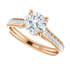 CZ Wedding Set, featuring The Tabitha engagement ring (Customizable Round Center with Round Channel)