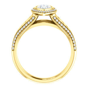 Cubic Zirconia Engagement Ring- The Timothea (Customizable Cathedral-Halo Marquise Cut Design with Three-sided Wide Pavé Artisan Band)