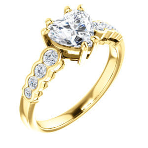 Cubic Zirconia Engagement Ring- The Jhenny (Customizable Heart Cut 9-Stone Design with Round Bezel Accents)