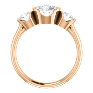 Cubic Zirconia Engagement Ring- The Lula (Customizable 3-stone Bezel Design with Round Cut Center and Round Cut Accents)