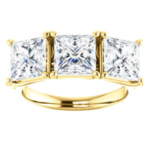 Cubic Zirconia Engagement Ring- The Londyn (Customizable Triple Princess Cut 3-stone Style)