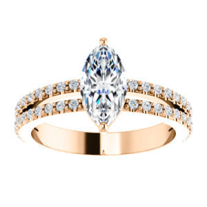 Cubic Zirconia Engagement Ring- The Kathryn  (Customizable Marquise with Split Band & Round Pave Accents)