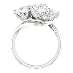 Cubic Zirconia Engagement Ring- The Yuli (Customizable 2-stone Princess Cut Design with Artisan Bypass Split Band)