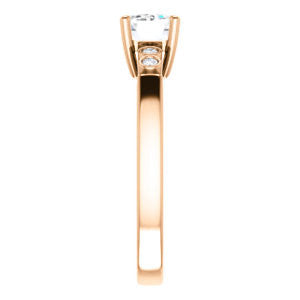 Cubic Zirconia Engagement Ring- The Luzella (Customizable 5-stone Design with Emerald Cut Center and Round Bezel Accents)