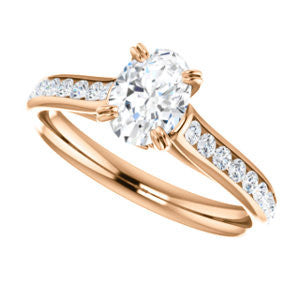 CZ Wedding Set, featuring The Tabitha engagement ring (Customizable Oval Center with Round Channel)