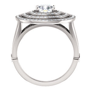 Cubic Zirconia Engagement Ring- The Roza (Customizable Triple-Halo Cushion Cut Design with Split Band and Knuckle Accents)