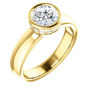 Cubic Zirconia Engagement Ring- The Jilari (Customizable Bezel-set Round Cut with Under-Halo)