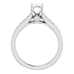 Cubic Zirconia Engagement Ring- The Rhea (Customizable Cathedral-raised Radiant Cut Design with Princess Channel Band and Kite-set Princess Peekaboo Accents)