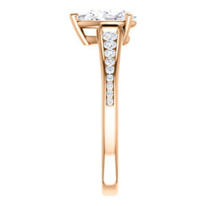 Cubic Zirconia Engagement Ring- The Noa (Customizable Pear Cut Center featuring Tapered Band with Round Channel Accents)