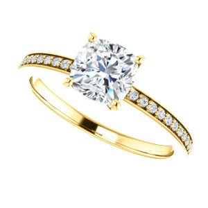 Cubic Zirconia Engagement Ring- The Majo Jimena (Customizable Cushion Cut Design with Thin Pavé Band)
