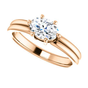 Cubic Zirconia Engagement Ring- The Marnie (Customizable Oval Cut Solitaire with Grooved Band)