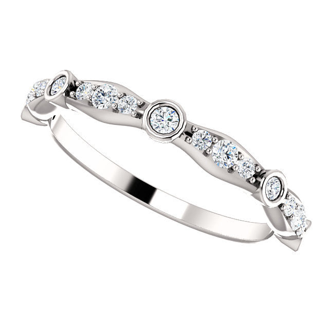 Cubic Zirconia Anniversary Ring Band, Style 12-2248 (0.265 TCW Round Bezel stackable)