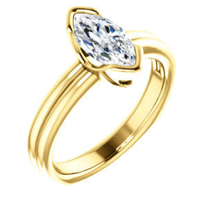 Cubic Zirconia Engagement Ring- The Monse (Customizable Bezel-set Marquise Cut Solitaire with Grooved Band & Euro Shank)