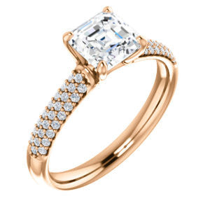 Cubic Zirconia Engagement Ring- The Roxy Edith (Customizable Asscher Cut Center with Stackable Triple Pavé Band)