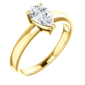 Cubic Zirconia Engagement Ring- The Myaka (Customizable Pear Cut Solitaire with Medium Band)