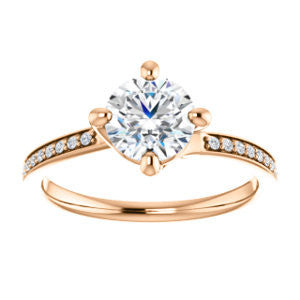 Cubic Zirconia Engagement Ring- The Valeria (Customizable Kite-setting Round Cut Center featuring Thin Pavé Band)