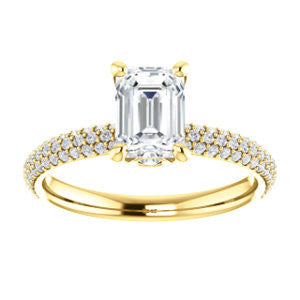 Cubic Zirconia Engagement Ring- The Merari (Customizable Radiant Cut with Three-sided Triple Pavé Band & Twin Bezel Peekaboo Accents)
