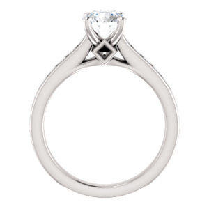 Cubic Zirconia Engagement Ring- The Rhea (Customizable Cathedral-raised Round Cut Design with Princess Channel Band and Kite-set Princess Peekaboo Accents)