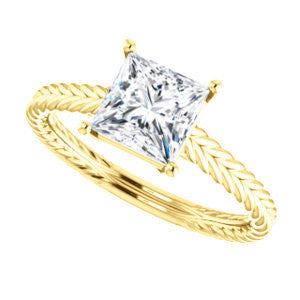 Cubic Zirconia Engagement Ring- The Florence (Customizable Cathedral-set Princess Cut Solitaire with Vintage Braided Metal Band)
