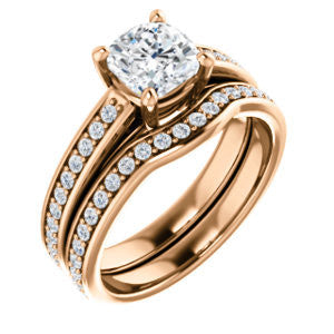 Cubic Zirconia Engagement Ring- The Samantha (Customizable Cushion and Cathedral Channel/Prong Band)