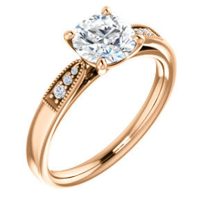 Cubic Zirconia Engagement Ring- The Ruth (Customizable 7-stone Round Cut Style with Vintage Filigree)