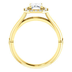 Cubic Zirconia Engagement Ring- The Madison Taylor (Customizable  Emerald Cut Halo Design with Split Band and Dual Round Side-Knuckle Accents)