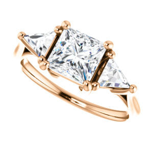 Cubic Zirconia Engagement Ring- The Prisma (Classic Three-Stone Triangle Accent and Princess Cut center)