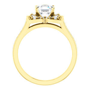 Cubic Zirconia Engagement Ring- The Lucinda (Customizable Asscher Cut Halo-Clover Style with Thin Pavé Band)