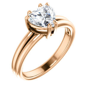 Cubic Zirconia Engagement Ring- The Marnie (Customizable Heart Cut Solitaire with Grooved Band)