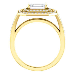 Cubic Zirconia Engagement Ring- The Miriam (Double Halo Ultra-Wide Split Pavé Band with Customizable Radiant Cut Center)
