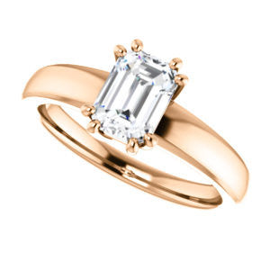 Cubic Zirconia Engagement Ring- The Reba (Customizable 8-pronged Emerald Cut Solitaire with Wide Band)