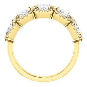 Cubic Zirconia Engagement Ring- The Isla (Customizable Emerald Cut 5-stone + Multi-Halo Style)