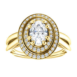 Cubic Zirconia Engagement Ring- The Brielle (Customizable Oval Cut Cathedral Double-Halo with Curved Split-Band)