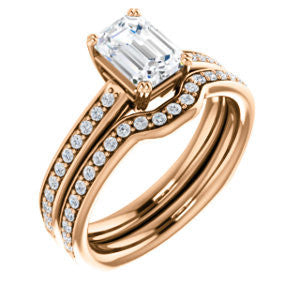 Cubic Zirconia Engagement Ring- The Myrtle (Customizable Radiant Cut Design with Round-Accented Band & Euro Shank)