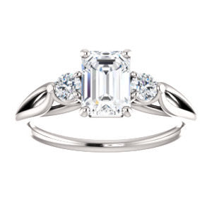 Cubic Zirconia Engagement Ring- The Mahlia (Customizable 3-stone Design with Radiant Cut Center, Round Accents and Split Band)