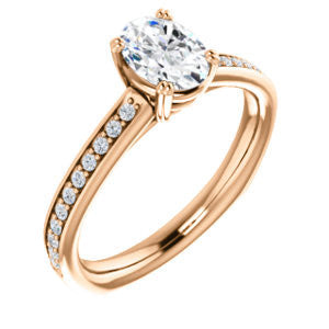 Cubic Zirconia Engagement Ring- The Myrtle (Customizable Oval Cut Design with Round-Accented Band & Euro Shank)