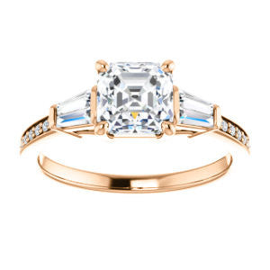Cubic Zirconia Engagement Ring- The Bhakti (Customizable Enhanced 5-stone Asscher Cut Design with Thin Pavé Band)